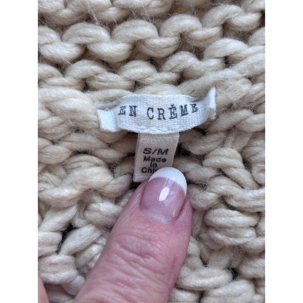 EN‎ CREME Textured heart Bobble Knit Cream  Cardigan Sweater Cream Beige S/M - Picture 4 of 11